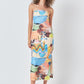 Abstract Print Strapless Midi