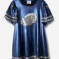 Sequins Football Short Puff Sleeve Mini Dress BLUE