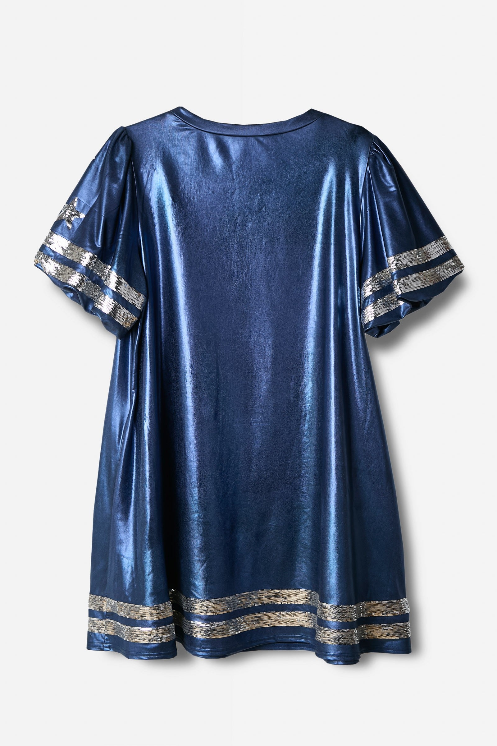 Sequins Football Short Puff Sleeve Mini Dress BLUE – Nikko Blu Boutique