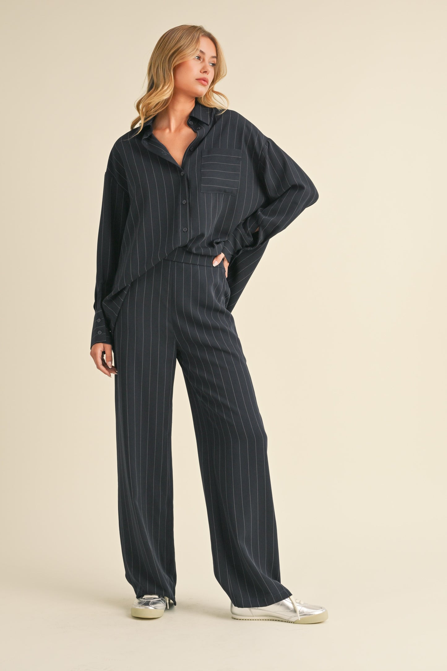 Navy Pinstripe set