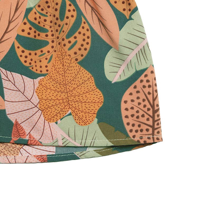 Tropical plant vacation printed elastic shorts