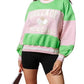 Queen of Sparkles Green and Pink Stripe Pickleball Sweatshirt