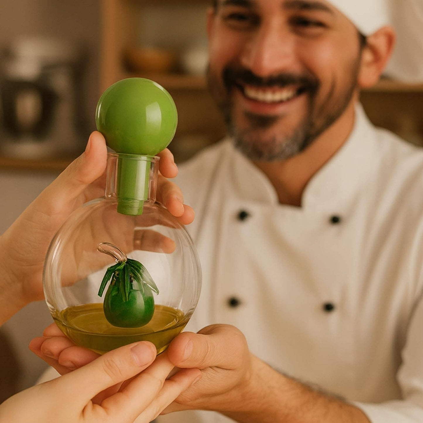 Olive Oil Dispenser Bottle 10oz Glass Cruet with Glass Olive