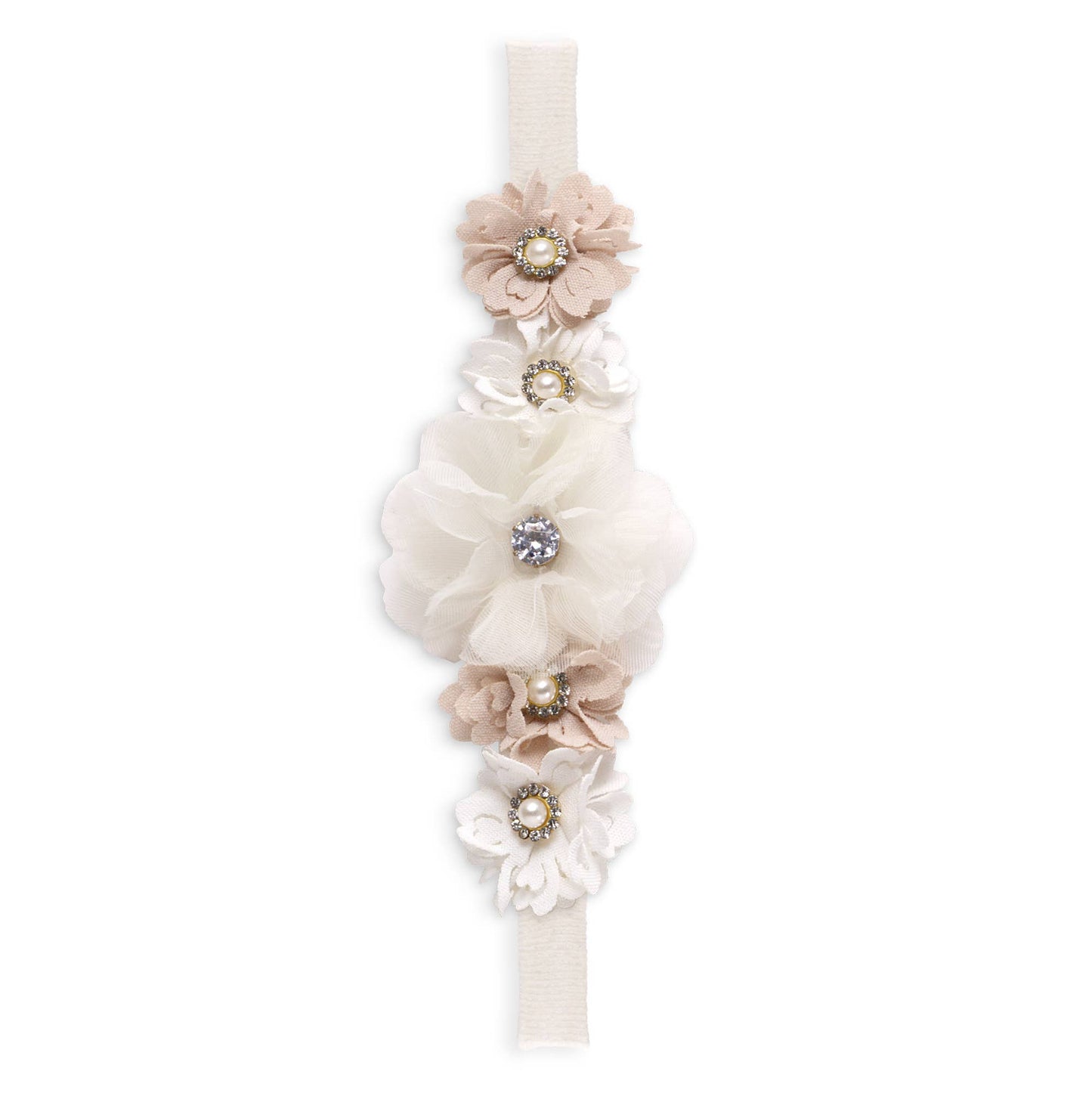 Girl's Headband with Faux Flowers  & Pearls