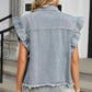 Grey Ruffle Denim Vest