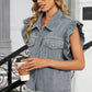 Grey Ruffle Denim Vest