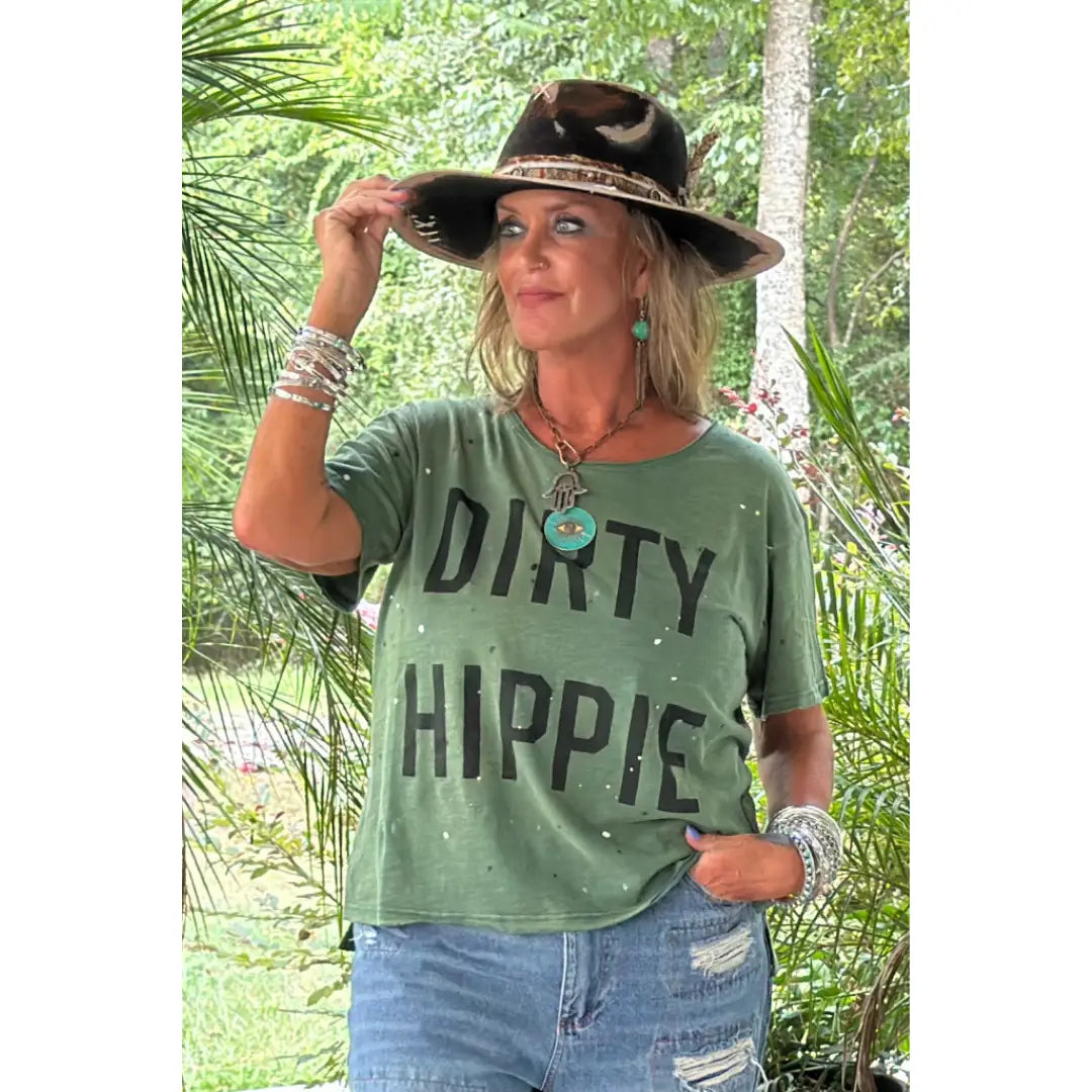 Dirty Hippie Tee Vintage Emerald