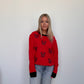 Red and Black Multi Bulldog Knit Long Sleeve