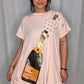 Queen of Sparkles Light Pink Popping Champagne Tee Dress
