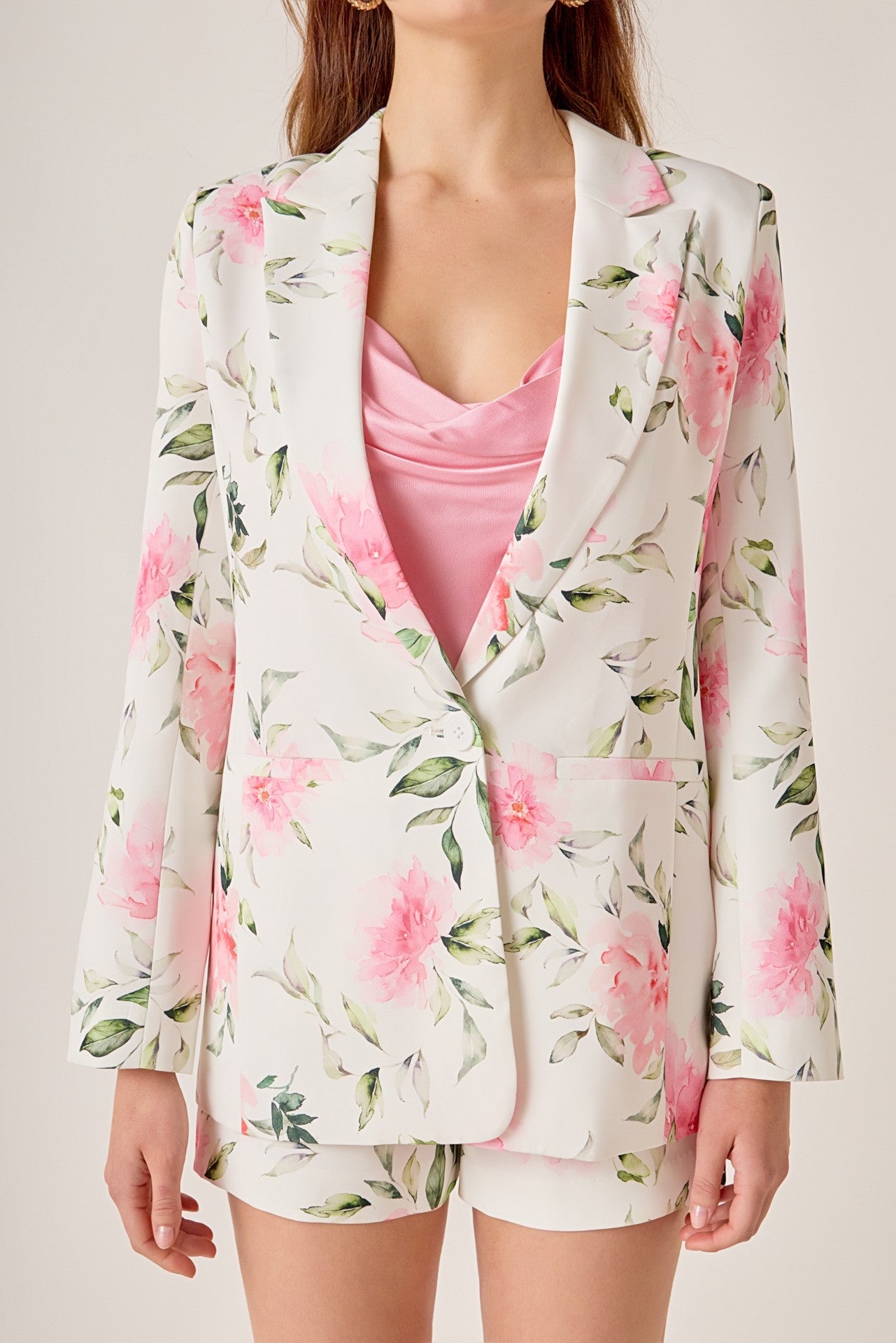 Single Breasted Rose Print Blazer