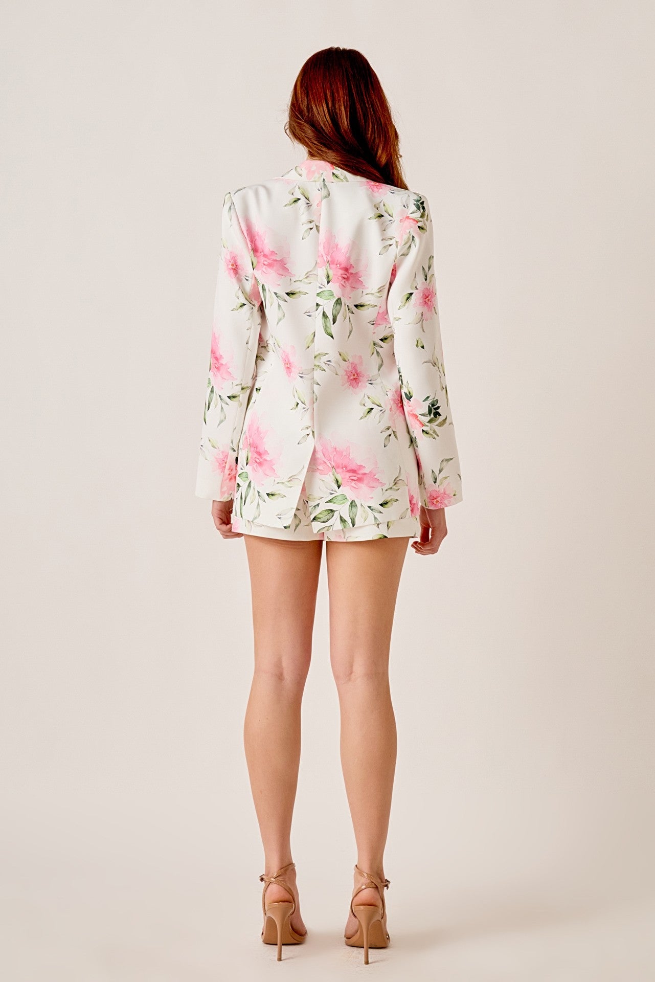 Single Breasted Rose Print Blazer