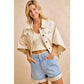 Preorder IVORY OVERSIZED CAPE SLEEVE CROPPED DENIM JACKET: IVORY