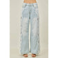 Preorder Floral Lace Side-Panel Wide-Leg Jeans | Denim/White