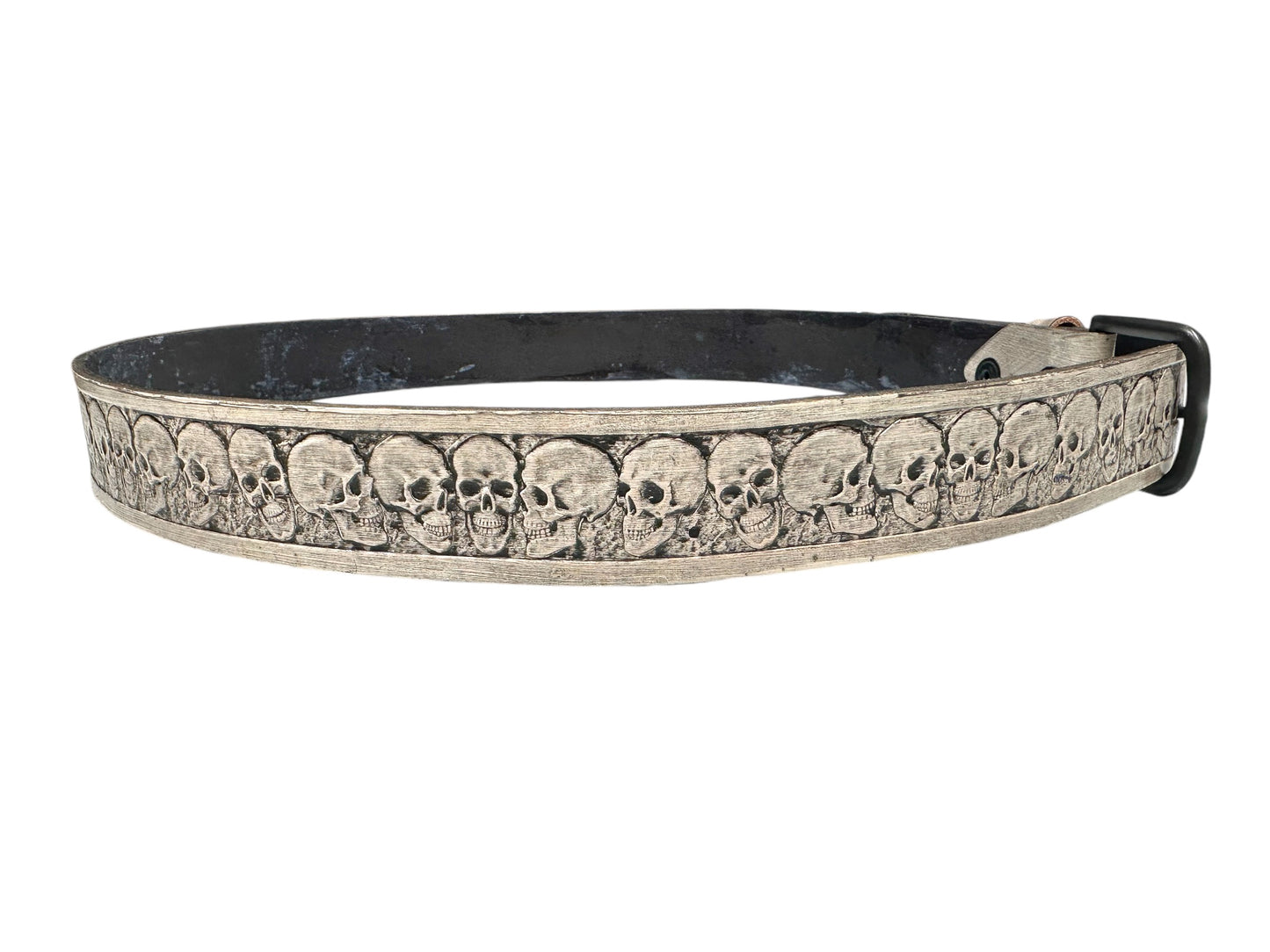 White Leather Skull Belt