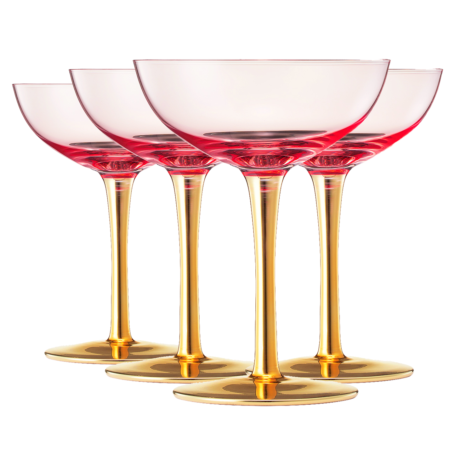 Art Deco Vintage Pink Coupe|Set of 4