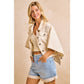 Preorder IVORY OVERSIZED CAPE SLEEVE CROPPED DENIM JACKET: IVORY