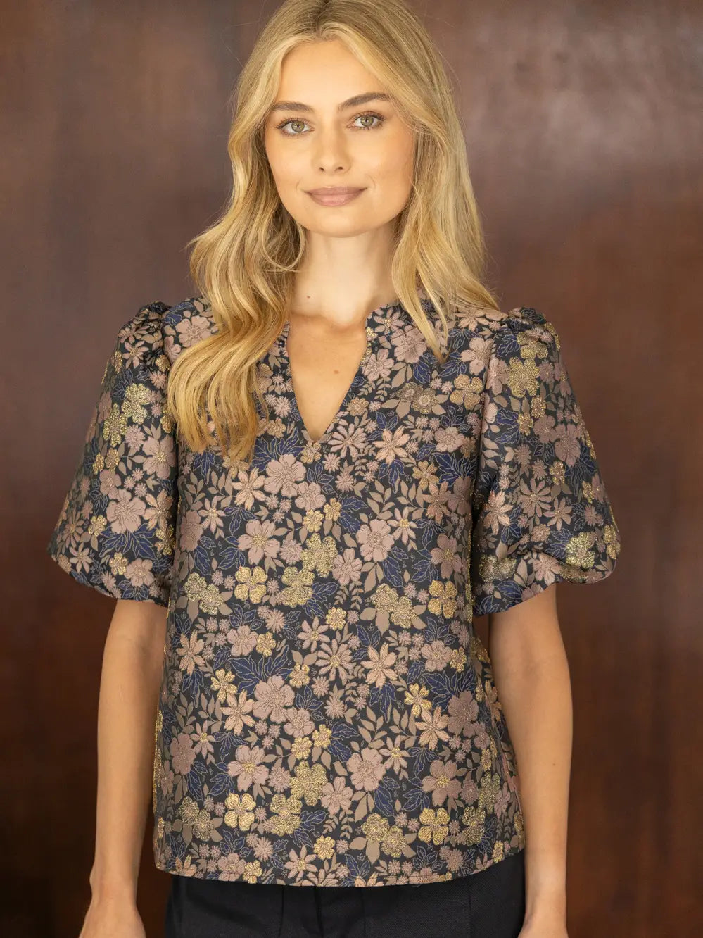 Floral Metallic Sparkle Jaquared top