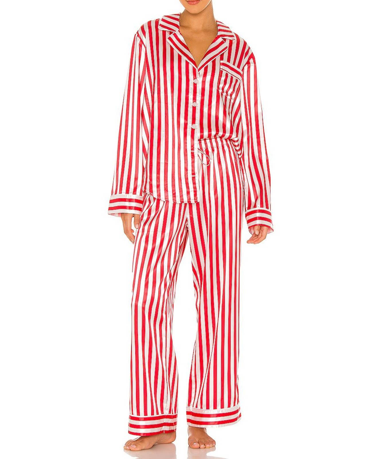 Christmas Striped Print Pajama Set