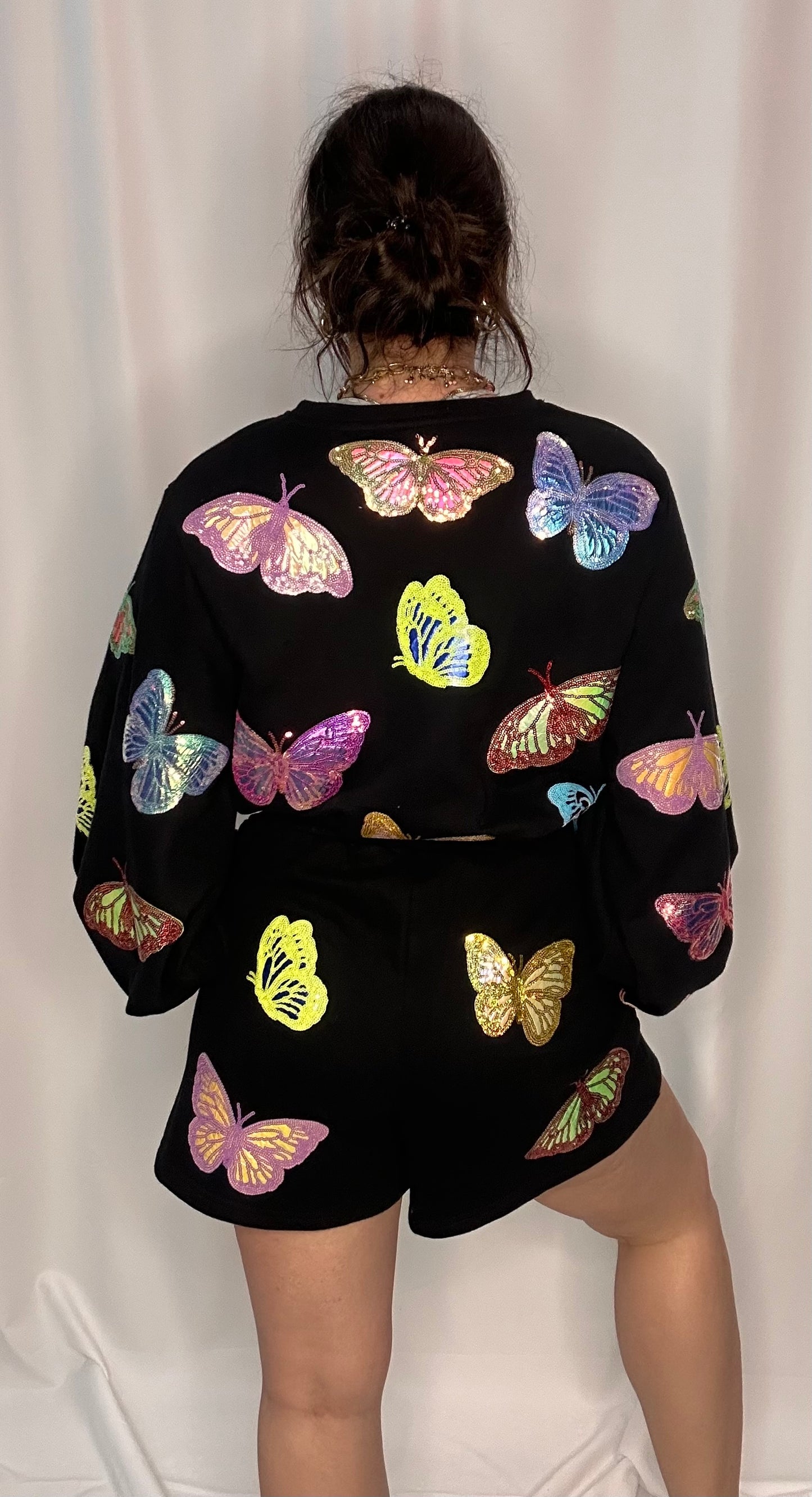 Queen of Sparkles Black Butterfly Sweatshirt