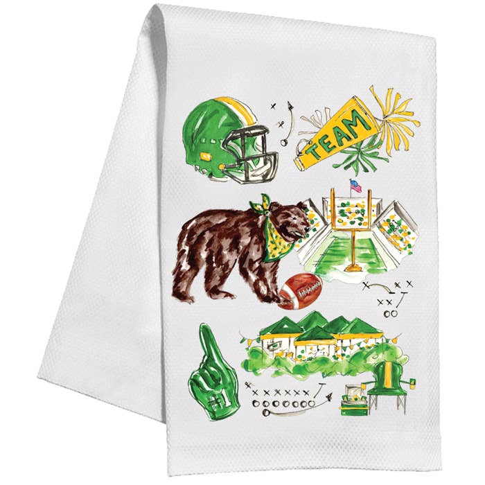 Green & Yellow Bear Football Icons Kitchen Towel