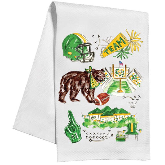 Green & Yellow Bear Football Icons Kitchen Towel
