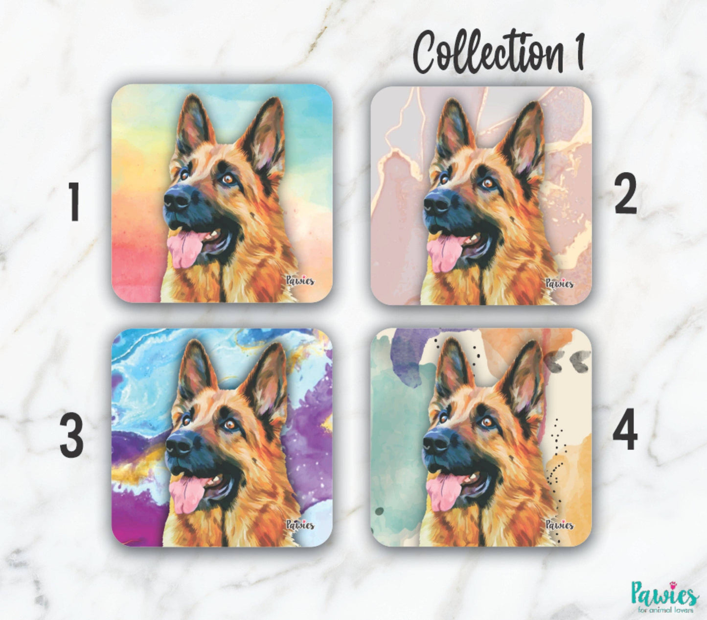 German Shepherd Set of 4 Coasters