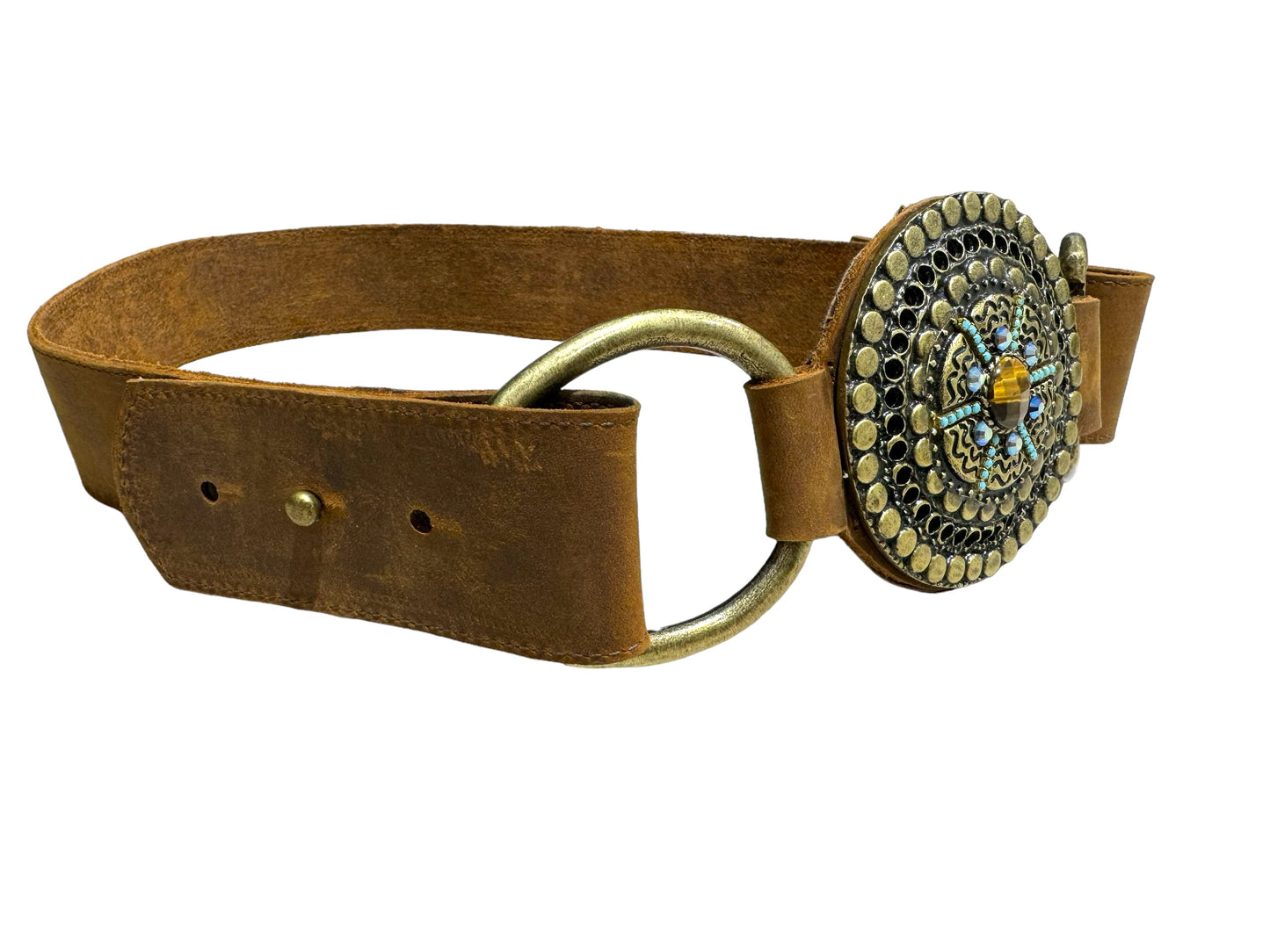 Leather & Gemstone Belt