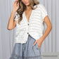 Ladder Trim Ruffle Chambray Denim Shorts Washed Denim