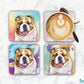 Bulldog Tan & White Set of 4 Coasters
