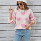 Fuzzy knit heart sweater: Pink