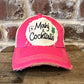 Mahj & Cocktails Hat – Vintage Distressed Snapback Trucker H: Pink