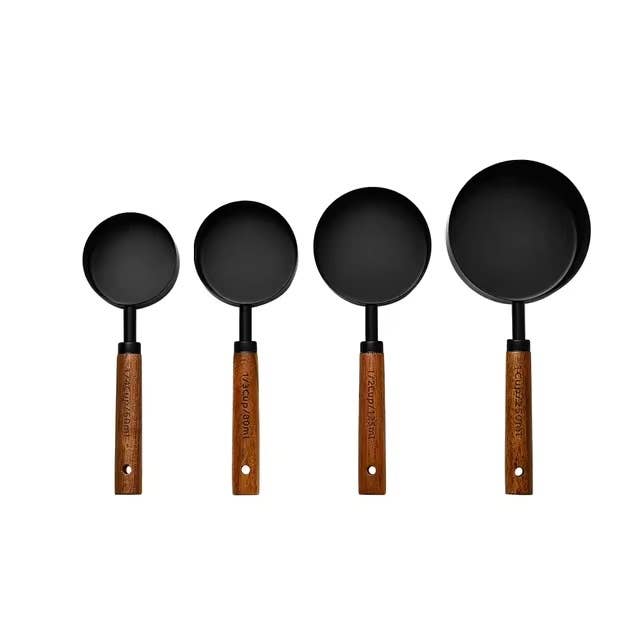 Black Stainless Steel Measuring Cups Set: 4 spoons