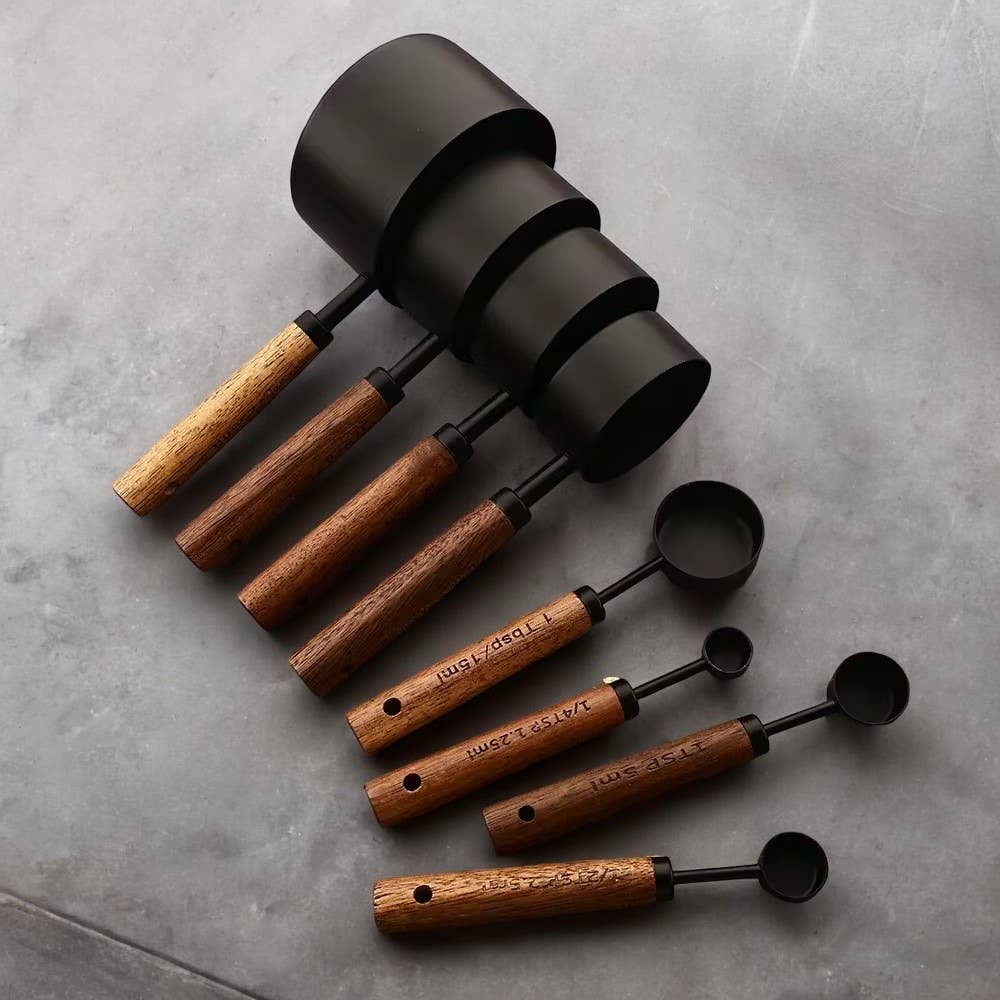 Black Stainless Steel Measuring Cups Set: 4 spoons