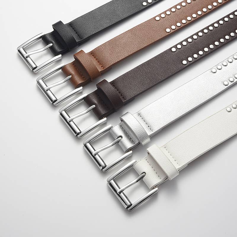 METALLIC BUCKLE PU BELT: WHITE OS