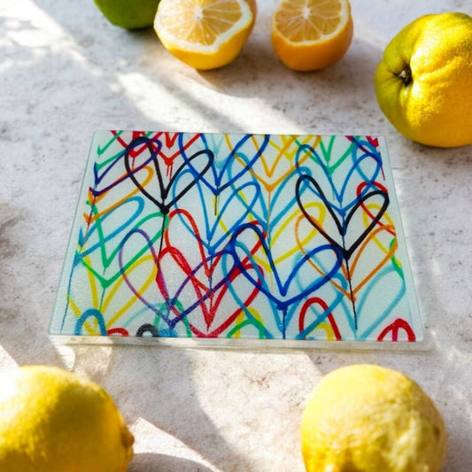 Colorful Graffiti Hearts Cutting Board