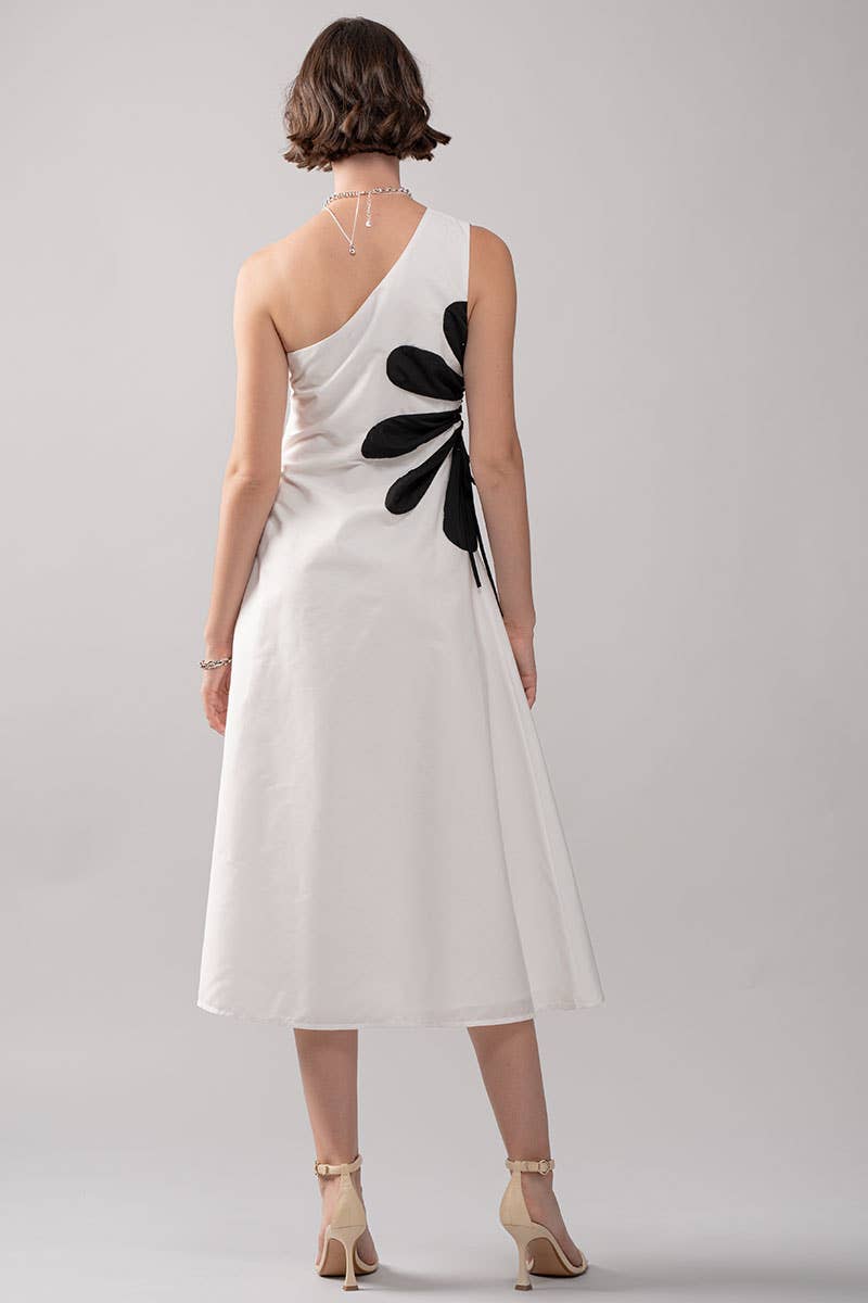 Floral Applique One Shoulder Lace Up