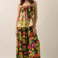 Two-Tone Floral Convertible Flyaway Halter Top