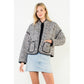 Leopard print puffer quilted jacket