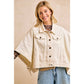 Preorder IVORY OVERSIZED CAPE SLEEVE CROPPED DENIM JACKET: IVORY