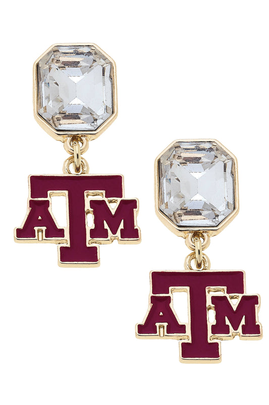 Texas A&M Rhinestone Enamel Earrings