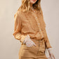 Ruffle Pleated Pearl Button Blouse