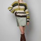 Brushed Stripe Knit Sweater in Multi Green