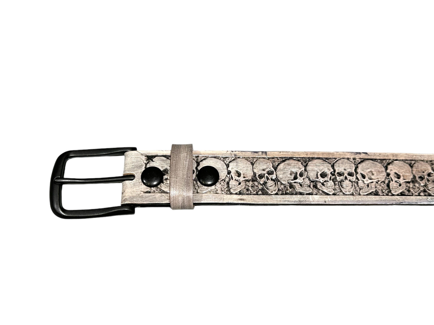 White Leather Skull Belt