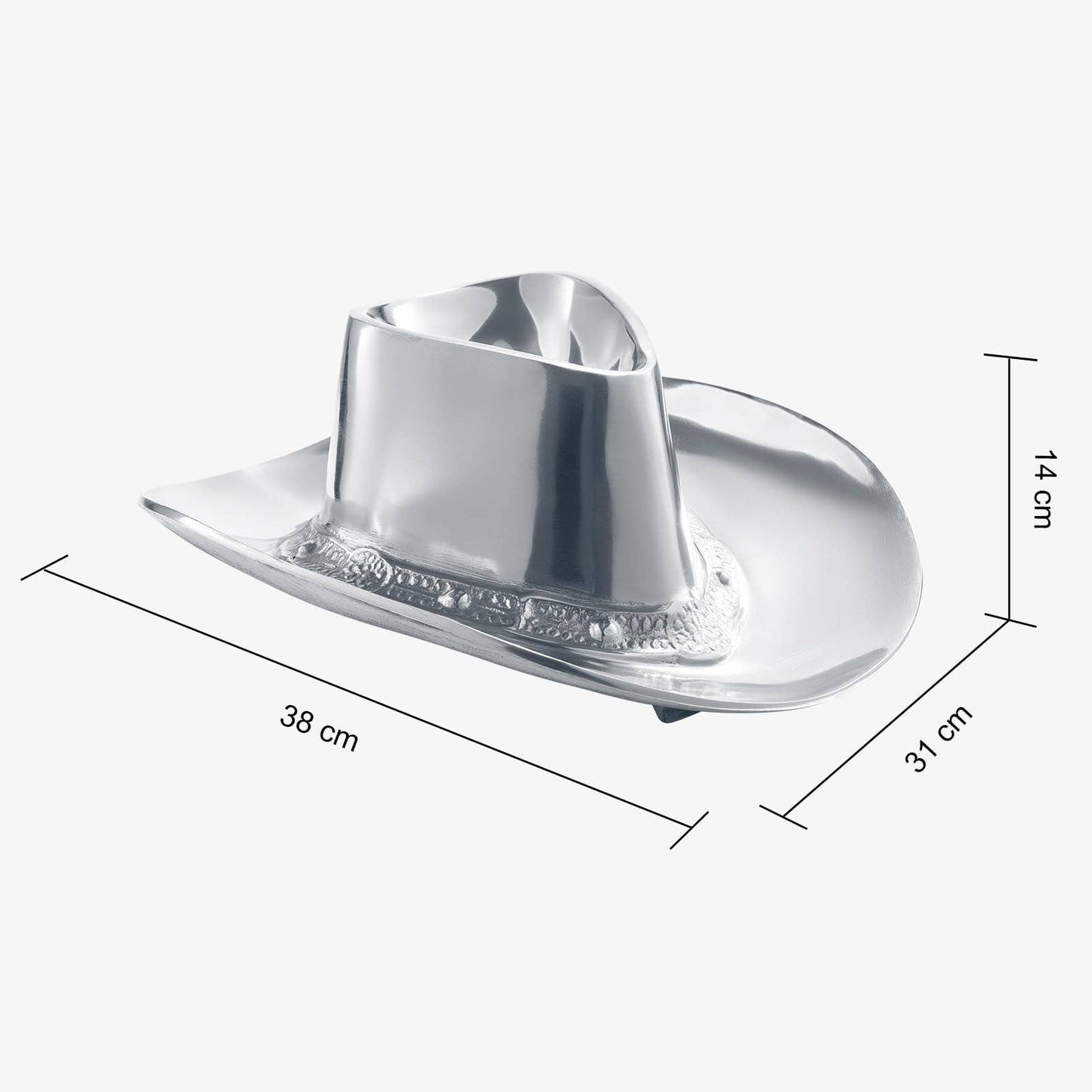 Western Cowboy Hat Chip & Dip Bowl – Silver Brass