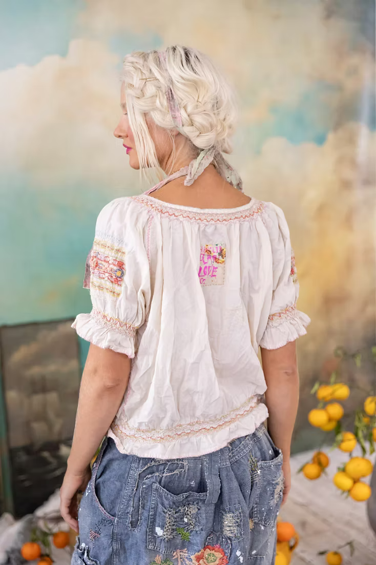 Magnolia Pearl Embroidered Chrissy Folk Blouse