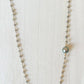 Labradorite & Freshwater Pearl Necklace: 32" / Silver / Float