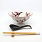 Sakura Porcelain Bowl Set with Chopsticks, Spoon and Rest (24 oz)