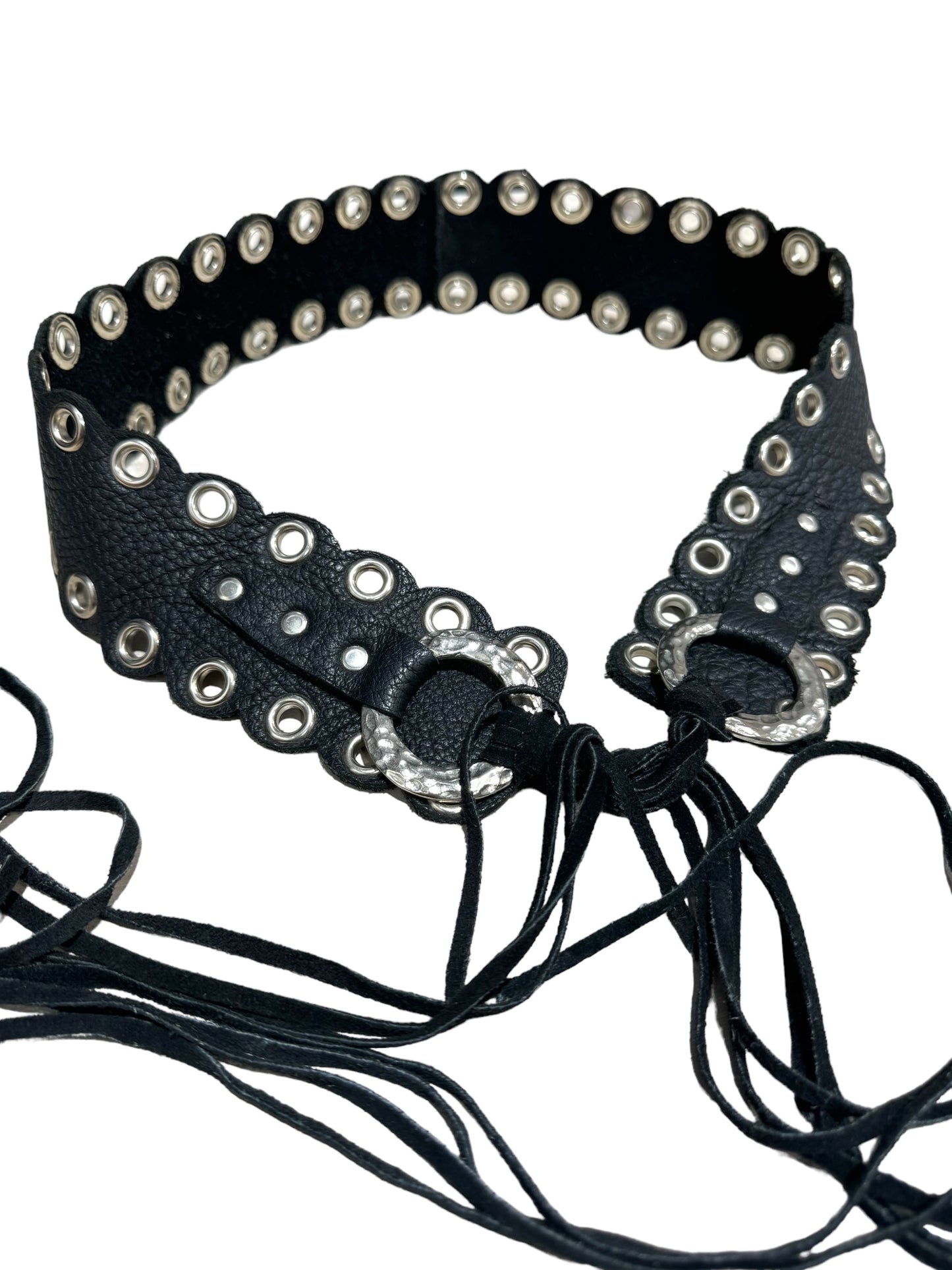 Black Grommet Fringe Belt