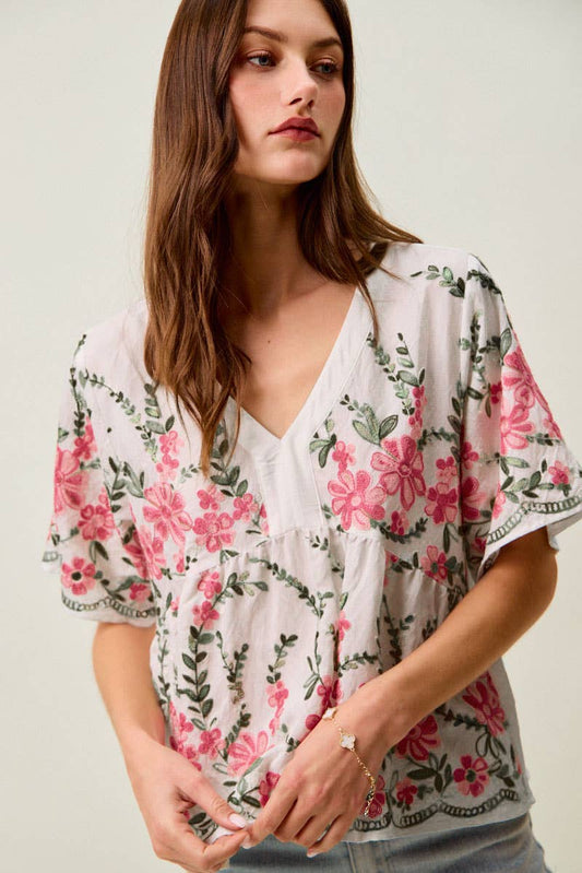 Embroidered Floral Blouse