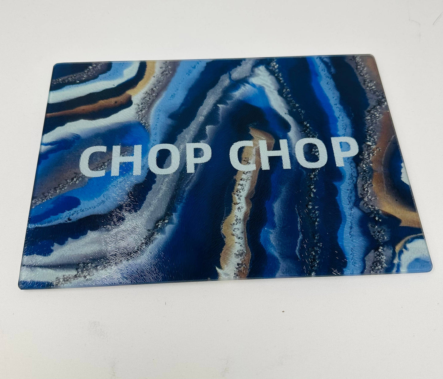 Chop Chop  Blue Agate Glass Cutting Board